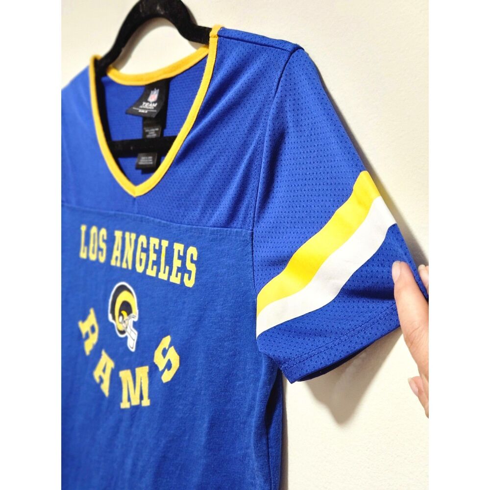 LA Rams NFL Cropped Baby Tee Blue Gold Game Day Womens S - Picture 3 of 4